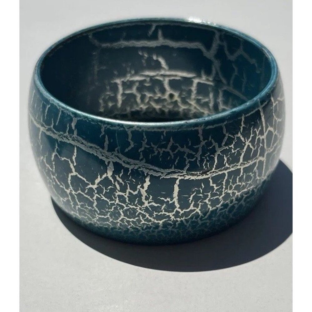 Wide Chunky Cracked Effect Quality Bracelet Bangle cuff bracelet Blue Green Sz 8